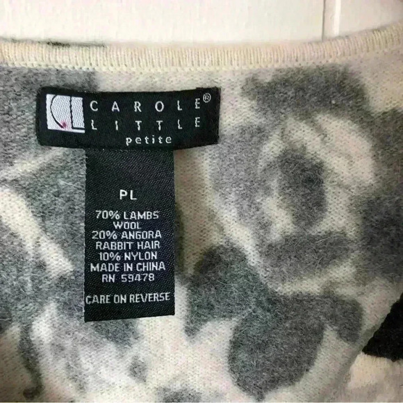 Carole Little Floral Lambswool / Angora rabbit hair Blend Top Sweater Size PL - Picture 2 of 6